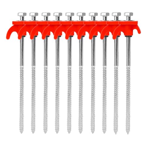 10/2 Stück Metall-Zelt-Spikes, Camping-Heringe, for Bohren in Bodenanker, robuste Spiralschraube mit Innensechskant-Pfählen, Camping-Pfähle(Red - 10pcs) von OZZJLSQ