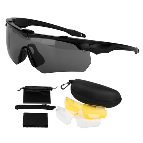 Oadnijuie UV-Schutzbrille für Jagd, Airsofts, taktische Brillen, Antibeschlag-Brille mit 3 austauschbaren Gläsern, taktische Jagdbrillen von Oadnijuie