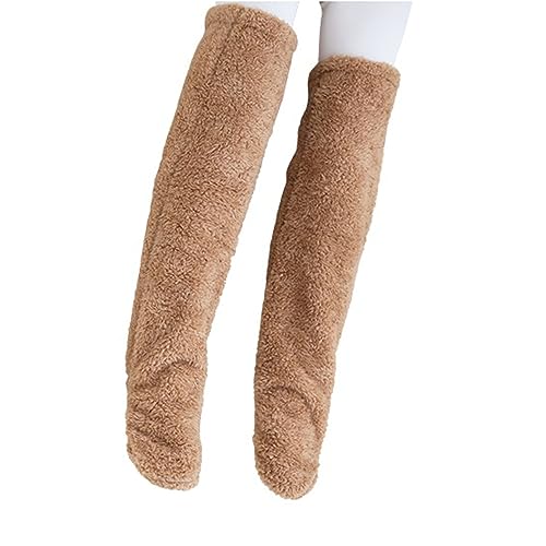 Oaiyeie SnugglePaws Socken Hausschuhe, Nette warme Socken Bein Abdeckung Knie Socken, Flauschige kuschelige weiche Dicke warme Home Socken für Frauen (Brown) von Oaiyeie