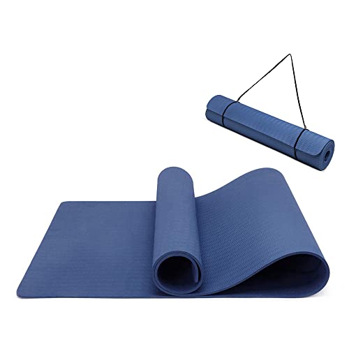 Oak & Tea Yogamatte, rutschfest und umweltfreundliche TPE Sportmatte mit Tragegurt Gymnastikmatte für Pilates, Workout Fitnessmatte 183 x 61 x 0.6 cm (Marine) von Oak & Tea