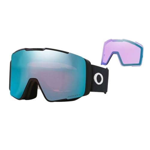 Oakley Line Miner Pro M OO7137 Skibrille für Herren und Damen, Mattschwarz/Prizm Sapphire Iridium & Prizm Iced Iridium + Bundle mit Designer-iWear Brillen-Set von Oakley