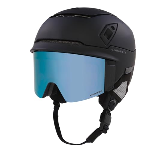 Oakley MOD7 Black/Prizm Sapphire Iridium Small Integrierter Skihelm mit Brille für Herren für Damen + Bundle mit Designer iWear Faltbare Wasserflasche mit Karabiner von Oakley