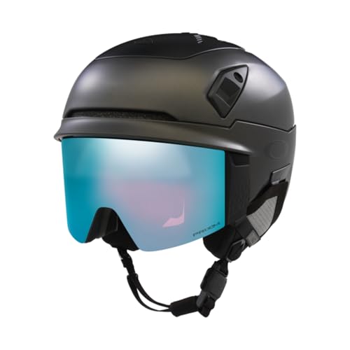 Oakley MOD7 Satin Gray/Prizm Sapphire Iridium Large Integrierter Skihelm mit Brille für Herren für Damen + Bundle mit Designer iWear Faltbare Wasserflasche mit Karabiner von Oakley