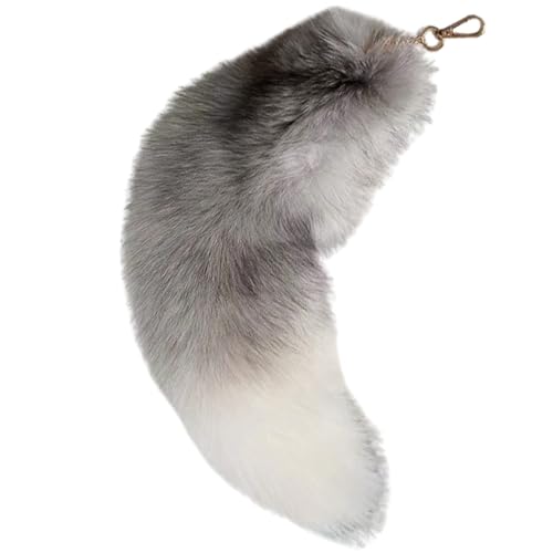 Therian Tail, 15-Zoll gefälschter Fuchsschwanzschlüsselkette, Fashion Flauschiger pelziger Schwanz, wunderschönes Kunstspielzeug für Handtaschen Rucksack Dekor (Tail-1) von Obelunrp