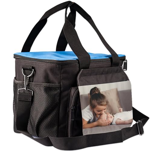 Kühltasche mit eigenem Foto - Kühltasche mit Klappe mit Fotodruck - Praktische und einzigartige Schwarze Picknick-Tasche von Ocadeau