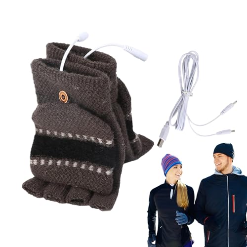 Winter USB Beheizte Handschuhe für Damen Herren, Voll- & Halbfinger Wasserdicht & Winddicht Thermohandschuhe, Laptop Handschuhe Fäustlinge, Tragbare Beheizte Handschuhe für Innen und Außen von Ocastuted