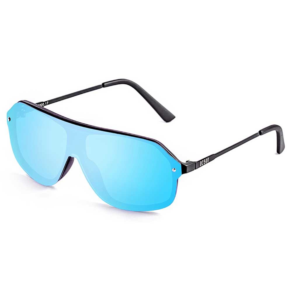 Ocean Sunglasses Bai Polarized Sunglasses Schwarz Matt Black / Tips Blue Sky Revo Flat Matt Black Metal Temple/CAT3 Mann von Ocean Sunglasses