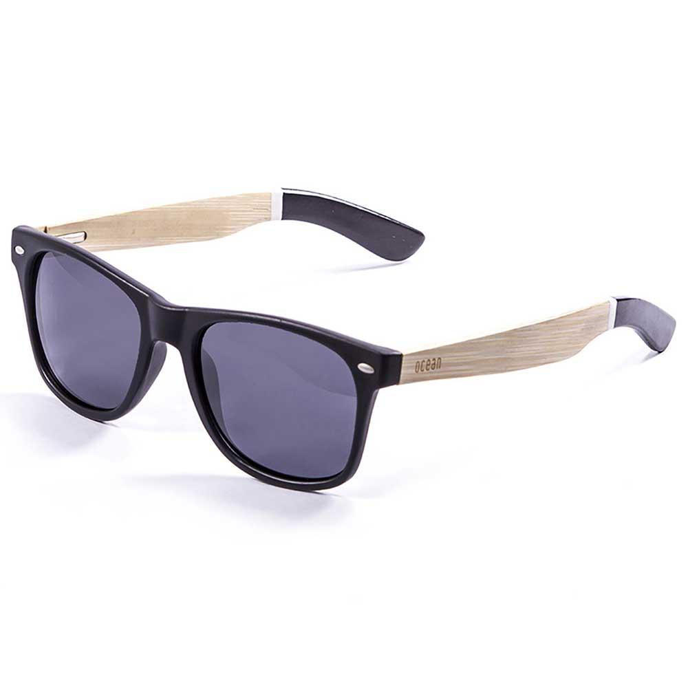 Ocean Sunglasses Beach Wood Polarized Sunglasses Schwarz Frame Black-Arms Wood White-Black / Smoke/CAT3 Mann von Ocean Sunglasses