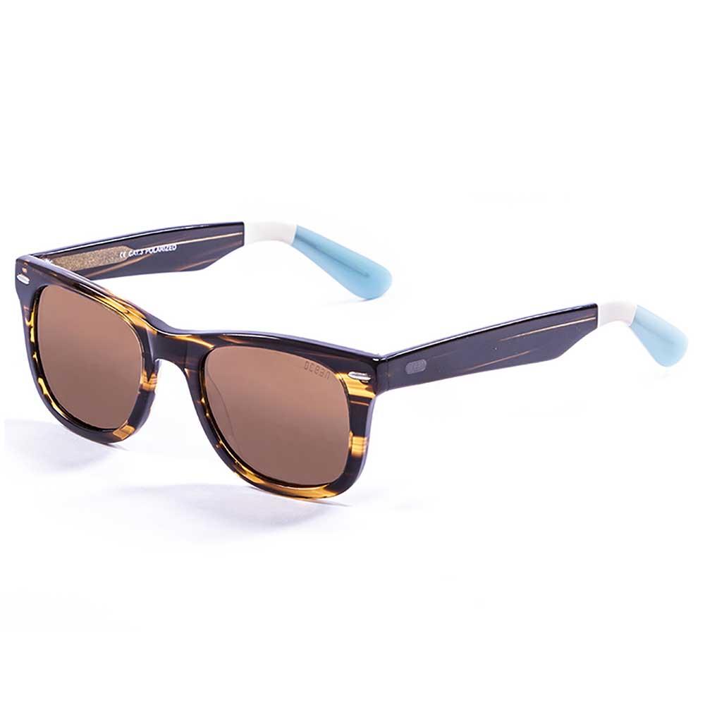 Ocean Sunglasses Lowers Polarized Sunglasses Braun Frame Demy Brown-White-Blue / Arms / Smoke/CAT3 Mann von Ocean Sunglasses