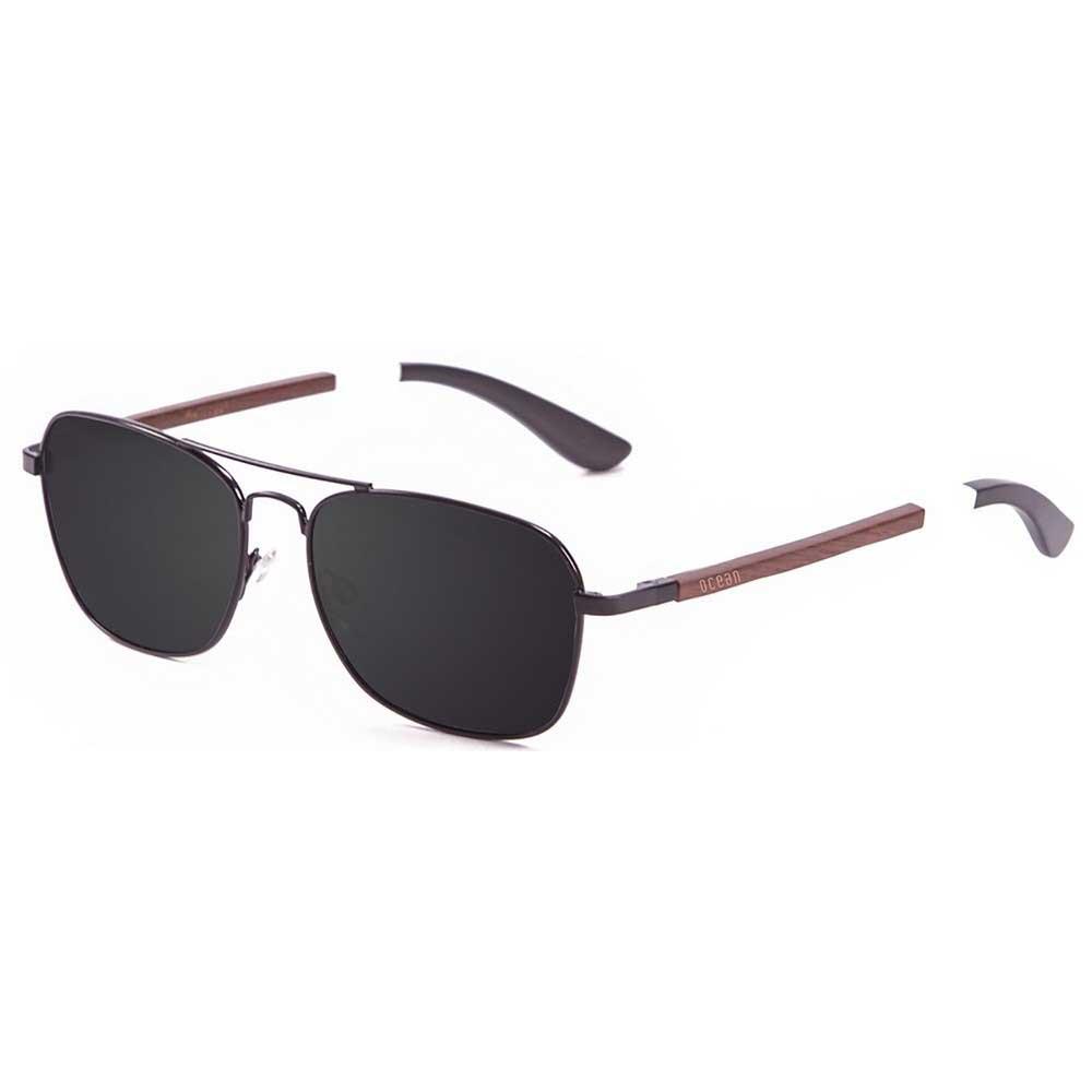 Ocean Sunglasses Sorrento Wood Polarized Sunglasses Schwarz Black White Dark Blue Arm / Smoke/CAT3 Mann von Ocean Sunglasses