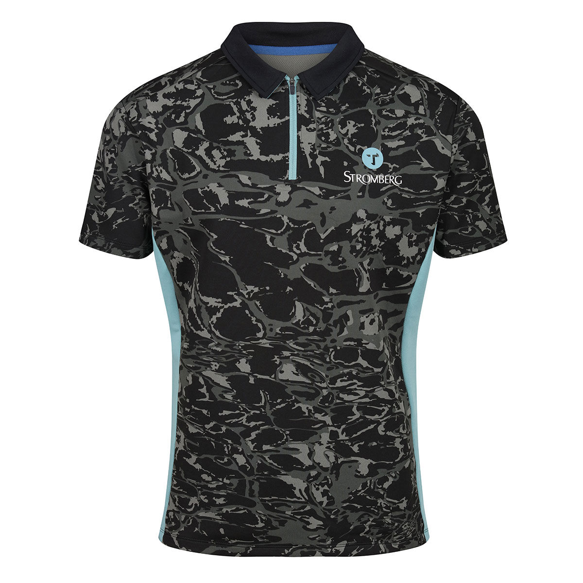 Ocean Tee Golf Polo Shirt, Mens Black and Grey Stylish Stromberg Print, Size: Small | American Golf von Ocean Tee