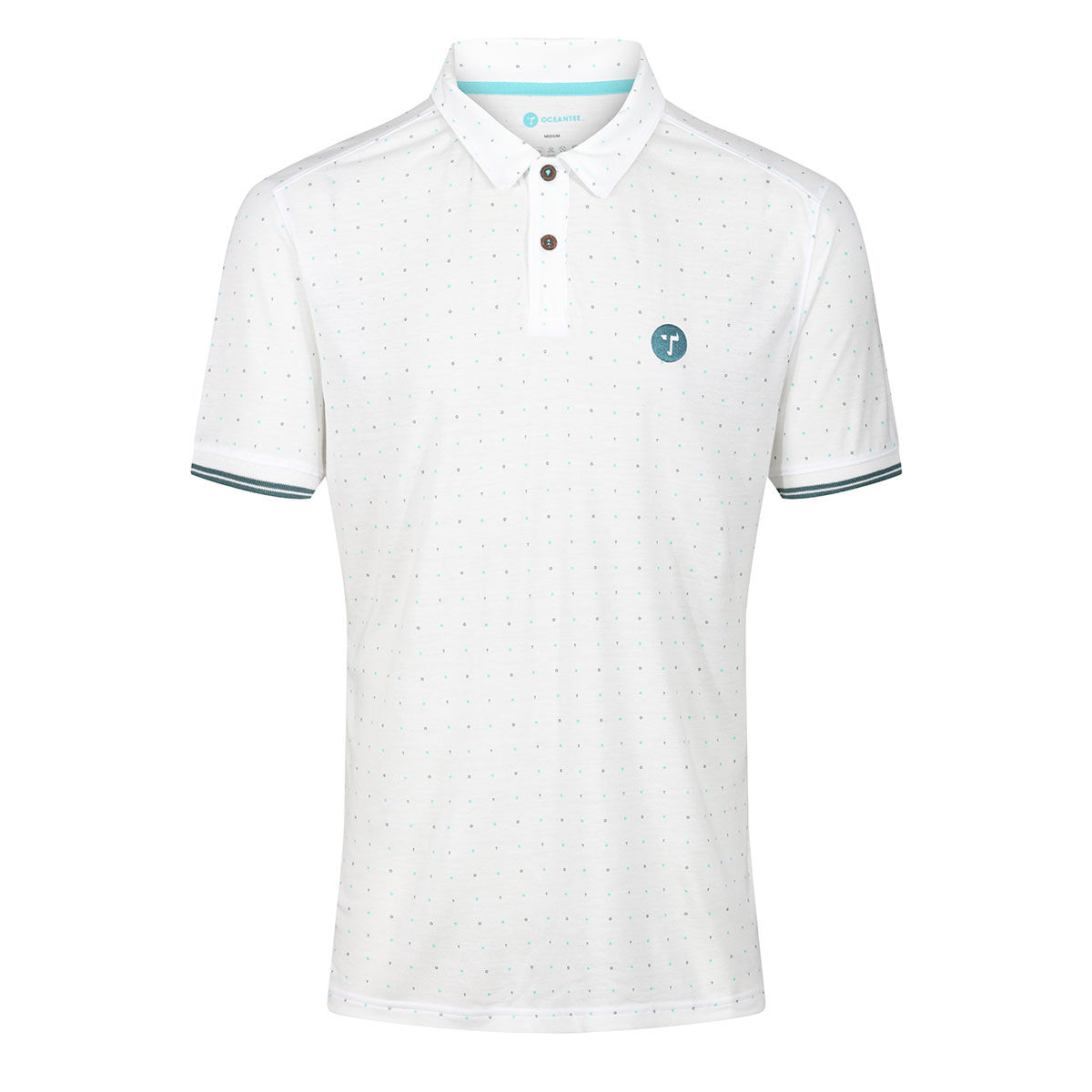 Ocean Tee Stromberg OCEANTEE Repeat Print Golf Polo Shirt, Mens, Bright white, Small | American Golf von Ocean Tee