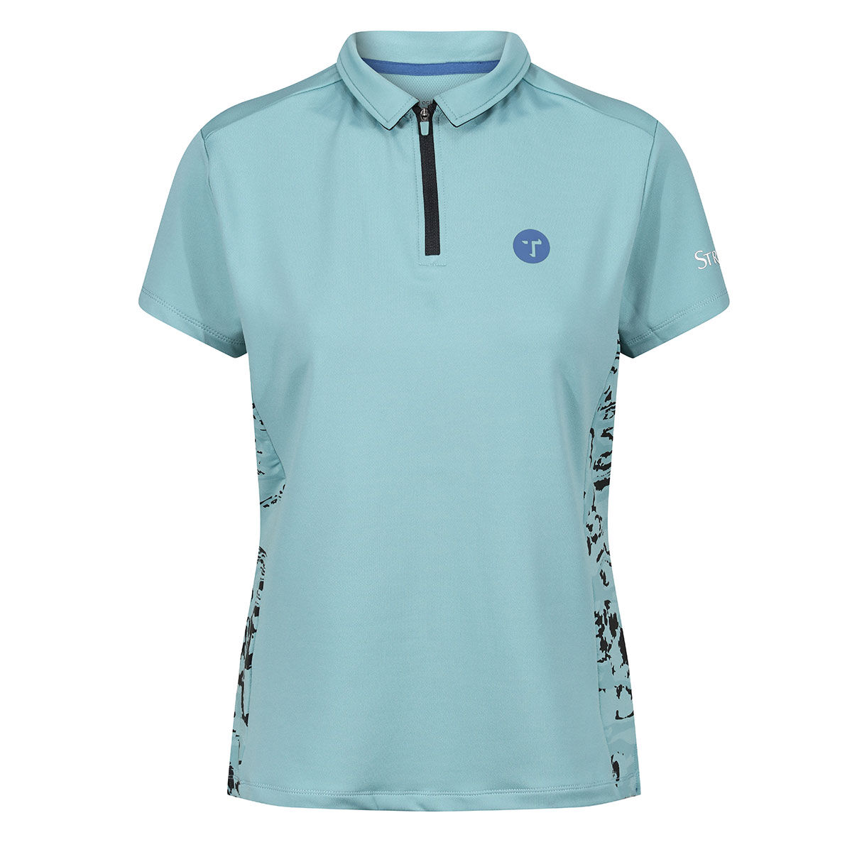 Ocean Tee Women's Light Blue and Black Stylish Stromberg Print Golf Polo Shirt, Size: Small | American Golf von Ocean Tee