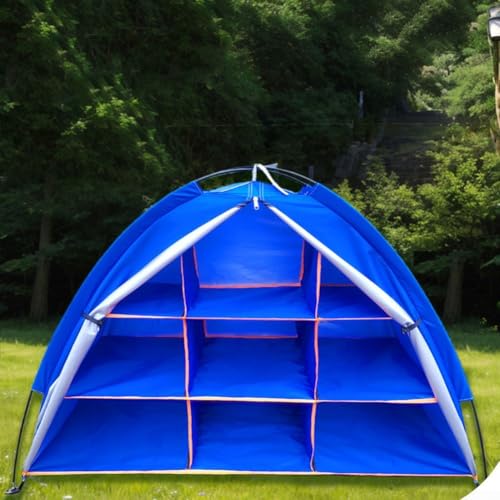 Aufbewahrungszelt mit 9 Regalen, wasserdichtes Outdoor-Aufbewahrungszelt, Oxford-Stoff, großes Fassungsvermögen, Camping-Aufbewahrungszelt mit Aufbewahrungstasche, 120 x 50 x 70 cm (blau) von Oceanlend