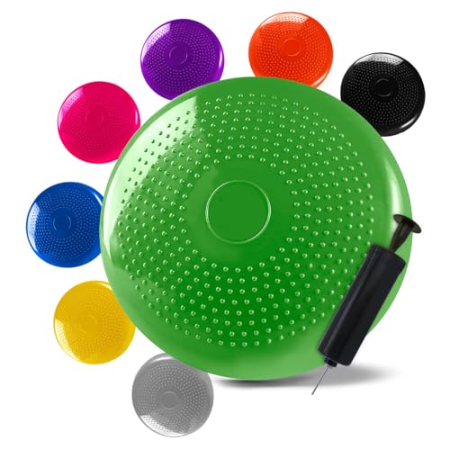 OcioDual Aufblasbares Kissen, Grün, für Yoga, Fitness, Pilates, Sportübungen, Training, rutschfeste Aufblasbare Scheibe, PVC-Gummioberfläche mit Manuellem Inflator OcioDual Aufblasbares Kissen, Grün, für Yoga, Fitness, Pilates, Sportübungen, Training, rutschfeste Aufblasbare Scheibe, PVC-Gummioberfläche mit Manuellem Inflator von OcioDual
