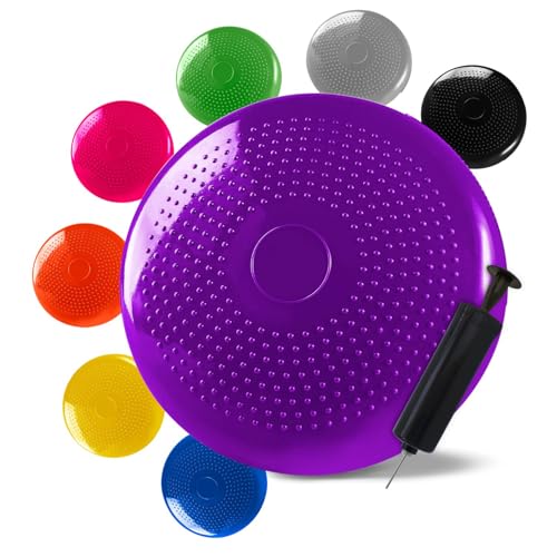 OcioDual Aufblasbares Kissen, Violett, für Yoga, Fitness, Pilates, Sportübungen, Training, rutschfeste Aufblasbare Scheibe, PVC-Gummioberfläche mit Manuellem Inflator OcioDual Aufblasbares Kissen, Violett, für Yoga, Fitness, Pilates, Sportübungen, Training, rutschfeste Aufblasbare Scheibe, PVC-Gummioberfläche mit Manuellem Inflator von OcioDual