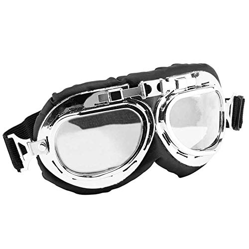 OcioDual Motorrad Biker Flieger Piloten Brille Oldtimer Goggles Boarder Retro Glas Klar von OcioDual