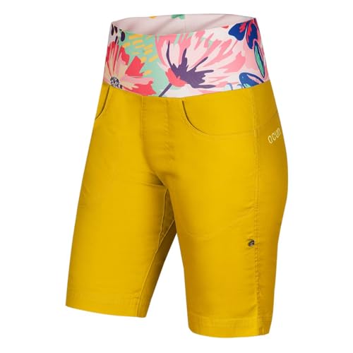Ocun W Sansa Shorts Gelb - Bequeme trendige Damen Baumwoll Klettershorts, Größe M - Farbe Yellow Antique Moss von Ocun