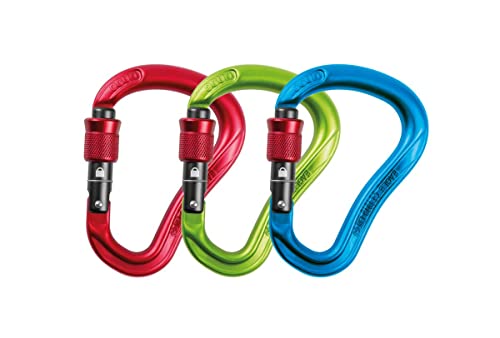 Ocun Eagle HMS Screw 3-Pack Blau-Grün-Rot - Zuverlässiges Aluminium Schraubkarabiner Set, Größe One Size - Farbe Red - B von Ocun