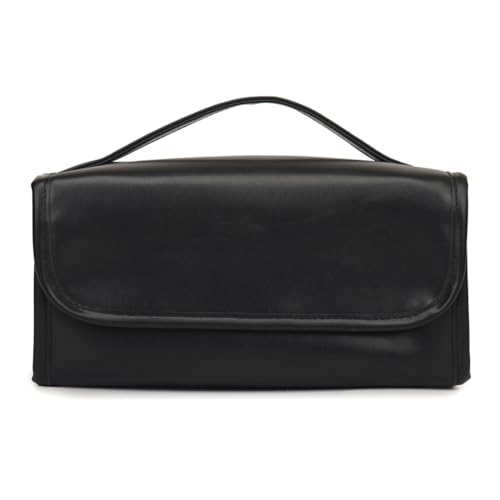 Ocuuer 4-in-1 Faltbare Make-up-Tasche, PU-Leder, Kosmetiktasche, große Kapazität, Reise-Kulturbeutel, abnehmbare Make-up-Organizer-Tasche, tragbare Kosmetiktasche (schwarz) von Ocuuer