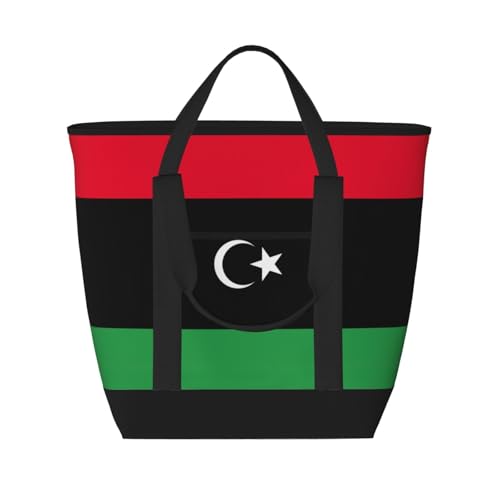 OdDdot Isolierte Tragetasche mit libyscher Flagge, großes Fassungsvermögen, Kühltasche, Lunchtasche für Reisen, Picknicks, Einkaufen von OdDdot