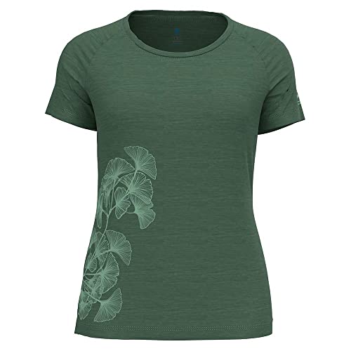 Odlo Damen Concord Leaf Print T-Shirt mit Rundhals, Myrtle Melange, L Odlo Damen Concord Leaf Print T-Shirt mit Rundhals, Myrtle Melange, L von Odlo