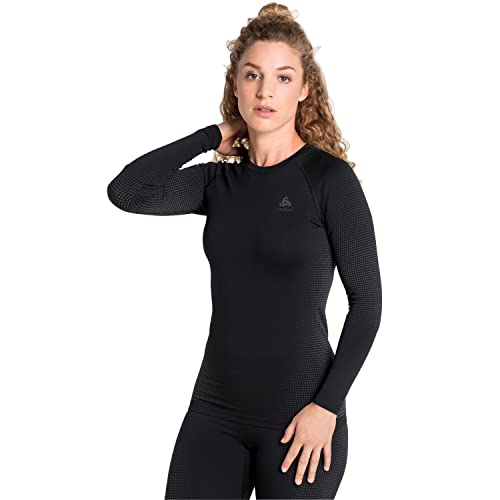 Odlo Damen Funktionsunterwäsche Langarm Shirt PERFORMANCE WARM ECO, black - new odlo graphite grey, XL von Odlo