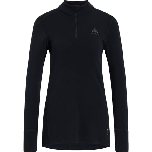 Odlo Damen Funktionsunterwäsche Langarm Shirt mit Reißverschluss MERINO 260, black, XL von Odlo