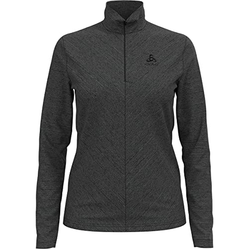 Odlo Damen Langarm Shirt mit Reißverschluss ROY, shale grey - black stripes, XL Odlo Damen Langarm Shirt mit Reißverschluss ROY, shale grey - black stripes, XL von Odlo