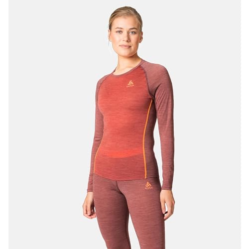 Odlo Damen Natural Performance PW 150 Crew Longsleeve, Cinnabar-Spiced Apple Melange, S von Odlo