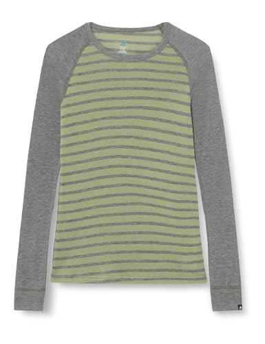 Odlo Kinder Funktionsunterwäsche Langarm Shirt mit Streifen Print ACTIVE WARM ECO, odlo steel grey melange - matte green, 104 von Odlo