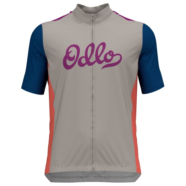 Odlo - Essential Odlo Print S/U Collar S/S Full Zip - Radtrikot Gr L grau von Odlo