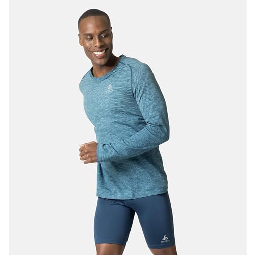 Odlo Herren Langarm Laufshirt ESSENTIALS SEAMLESS, saxony blue melange, S von Odlo