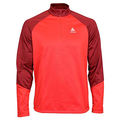 Odlo Herren PLANCHES Midlayer mit 1/2-Reißverschluss, Syrah - Fiery Red, S von Odlo