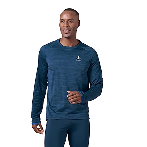 Odlo Herren Laufoberteil RUN EASY WARM, blue wing teal melange, S von Odlo