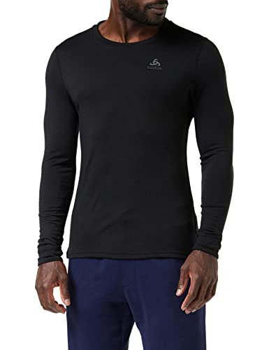 Odlo Herren Funktionsunterwäsche Langarm Shirt 100% MERINO 200 GRAMM, black - black, XL von Odlo