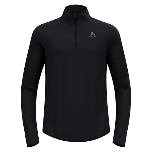 Odlo Herren Zeroweight Warm Mid Layer 1/2 Zip Laufbekleidung Laufshirt Black - Schwarz L von Odlo