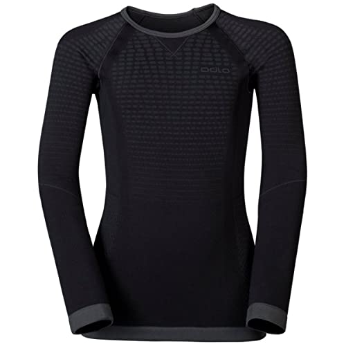 Odlo Kinder Funktionsunterwäsche Langarm Shirt PERFORMANCE WARM, black - odlo graphite grey, 116/128 von Odlo