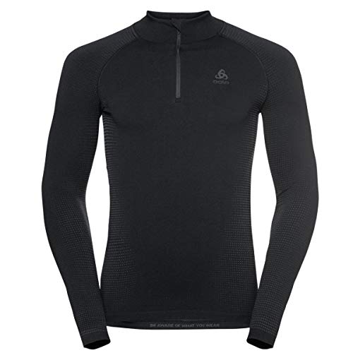 Odlo Herren Funktionsunterwäsche Langarm Shirt mit Reißverschluss PERFORMANCE WARM ECO, black - new odlo graphite grey, S von Odlo