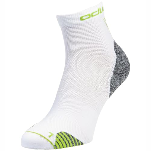 Odlo Unisex Laufsocken quarter CERAMICOOL RUN, white - sharp green, 36-38 von Odlo