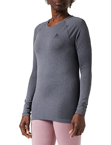 Odlo Damen PERFORMANCE WARM ECO Baselayer Langarm-Shirt mit Rundhals, Grey Melange - Black, M von Odlo