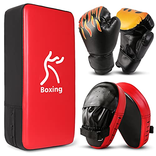 Odoland Handpratzen Set mit PU Pratzen Schlagpolster 6OZ Boxhandschuhe für Boxsack Boxen Kickboxen Boxtraining Kampfsport Pratze Thai Kick Boxen Pratzen Rot Odoland Handpratzen Set mit PU Pratzen Schlagpolster 6OZ Boxhandschuhe für Boxsack Boxen Kickboxen Boxtraining Kampfsport Pratze Thai Kick Boxen Pratzen Rot von Odoland