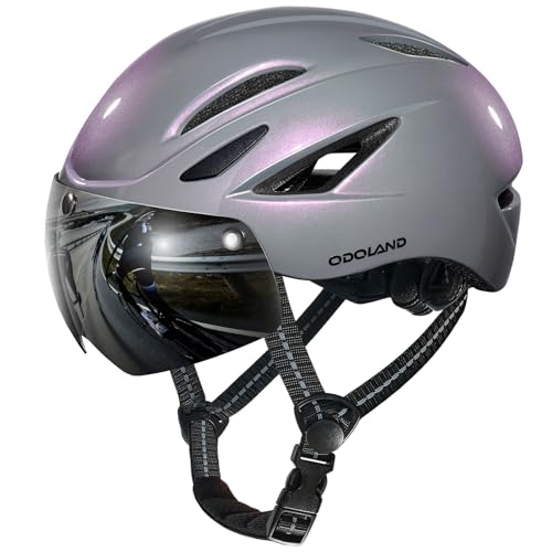 Odoland Fahrradhelm mit Magnetvisier für Erwachsene, Leichter Radhelm mit abnehmbarem Sonnenvisier Atmungsaktiv MTB Helm für Damen und Herren Odoland Fahrradhelm mit Magnetvisier für Erwachsene, Leichter Radhelm mit abnehmbarem Sonnenvisier Atmungsaktiv MTB Helm für Damen und Herren von Odoland