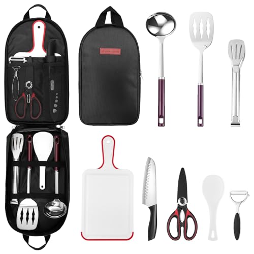 Odoland Küchenhelfer 9 Teiliges Küchengerät Set Outdoor Kochgeschirr Set mit Santokumesser Küchenscher Pfannenwender Zange Schöpflöffel Schneidbretter idea für Camping Picknick Reisen Wandern Garten Odoland Küchenhelfer 9 Teiliges Küchengerät Set Outdoor Kochgeschirr Set mit Santokumesser Küchenscher Pfannenwender Zange Schöpflöffel Schneidbretter idea für Camping Picknick Reisen Wandern Garten von Odoland