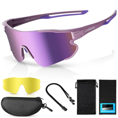 Odoland Polarisierte Fahrradbrille, Sport-Sonnenbrille, UV 400, mit austauschbarer Nachtsicht, Gläser für Fahrrad, Angeln, Laufen, Herren, Damen und Jugendliche Odoland Polarisierte Fahrradbrille, Sport-Sonnenbrille, UV 400, mit austauschbarer Nachtsicht, Gläser für Fahrrad, Angeln, Laufen, Herren, Damen und Jugendliche von Odoland