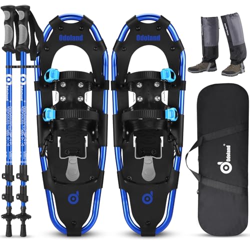 Odoland Schneeschuhe mit Steighilfe Allround 4 IN 1 für Damen und Herren mit Wanderstöcken, Wasserdichten Gamaschen und Tragetasche, ab Schuhgröße 25 INCH Blau Odoland Schneeschuhe mit Steighilfe Allround 4 IN 1 für Damen und Herren mit Wanderstöcken, Wasserdichten Gamaschen und Tragetasche, ab Schuhgröße 25 INCH Blau von Odoland