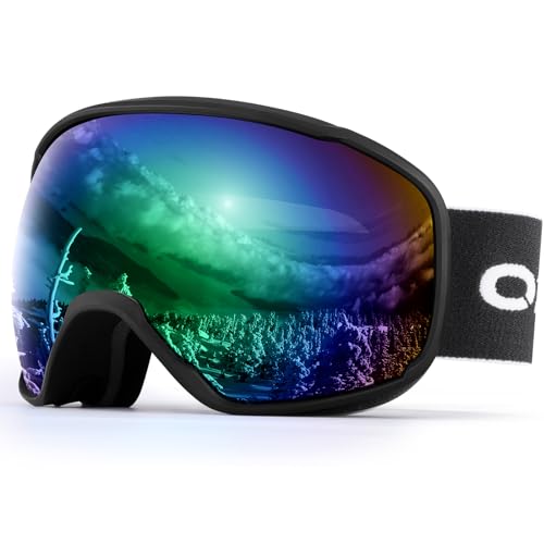 Odoland Skibrille Erwachsene Ski Goggles für Damen und Herren Jungen,Sphärisch Snowboardbrille UV-Schutz Kompatibler Helm Anti Fog für Skifahre Verspiegelt Schwarz + Grün Odoland Skibrille Erwachsene Ski Goggles für Damen und Herren Jungen,Sphärisch Snowboardbrille UV-Schutz Kompatibler Helm Anti Fog für Skifahre Verspiegelt Schwarz + Grün von Odoland