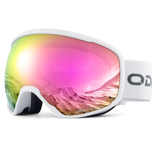 Odoland Skibrille Erwachsene Ski Goggles für Damen und Herren Jungen,Sphärisch Snowboardbrille UV-Schutz Kompatibler Helm Anti Fog für Skifahre Verspiegelt WPE von Odoland