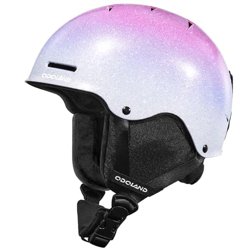 Odoland Skihelm, Glitzer Snowboardhelm für Damen und Mädchen Optimaler Schutz Größenverstellbar Belüftungssystem Skibrille Kompatibel Snowboard zum Skifahren von Odoland