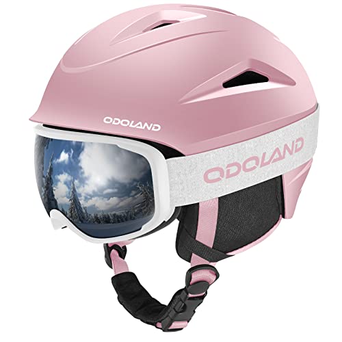 Odoland Skihelm mit Skibrille für Skifahren und Snowboard, Einstellbare Größenverstellbar, mit Ohrenschützern für Männer Frauen und Jugendliche von Odoland